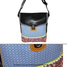 Art:31457-180-0 Morral Cuero Eco y tela Estamp. c/evilla